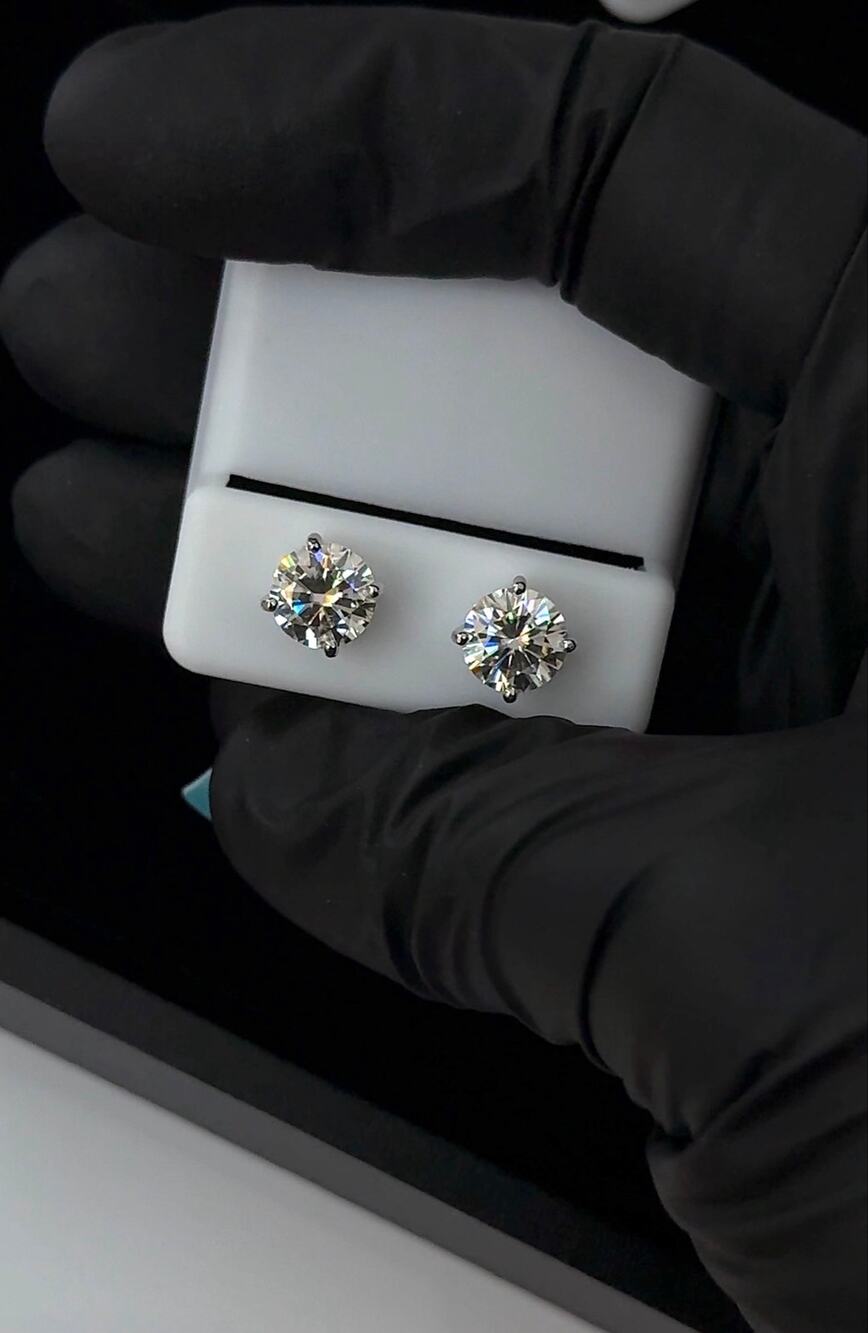 Sterling Silver Moissanite Stud Earrings 4.00 CTTW